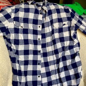 Casual blue and white button up